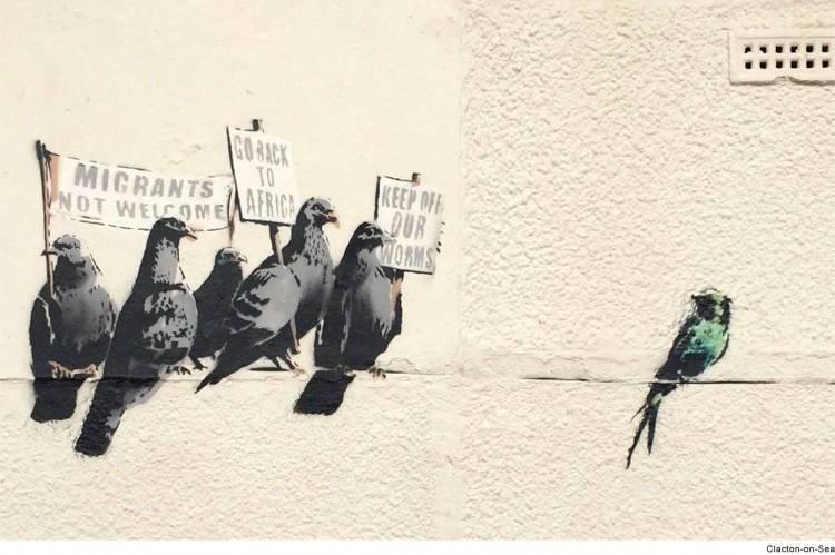 Banksy Clacton Migrant Birds Street Art